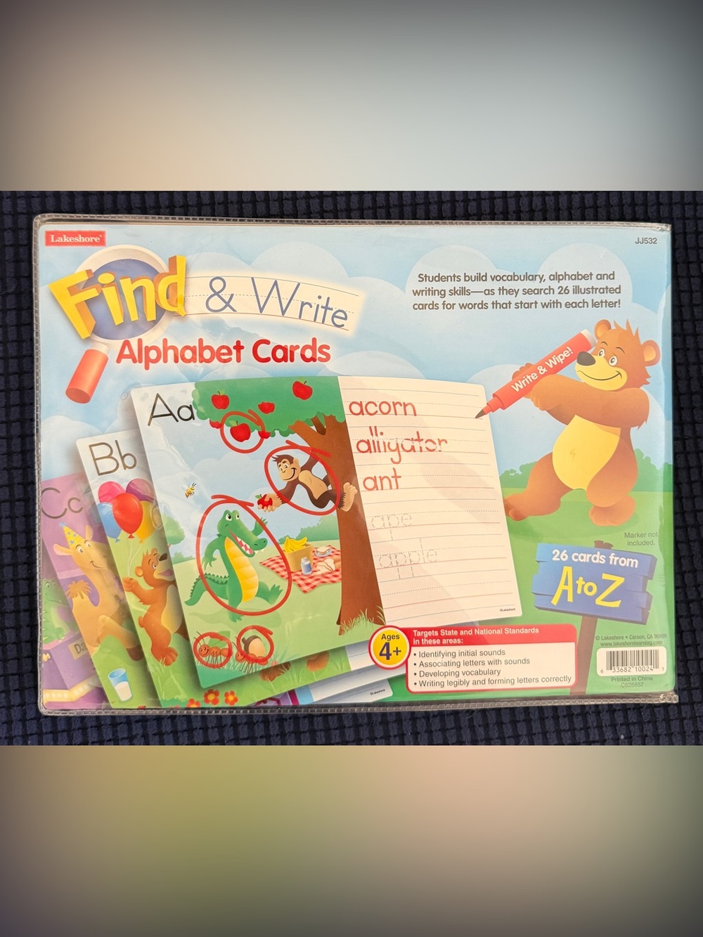 NEW Lakeshore FIND & WRITE ALPHABET CARDS A to Z ages 4+  w Pouch